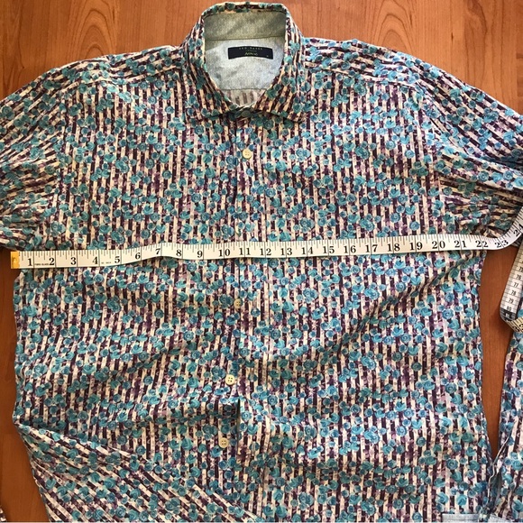 TED BAKER | Blue & Purple Button Down French Cuff L - Picture 6 of 11